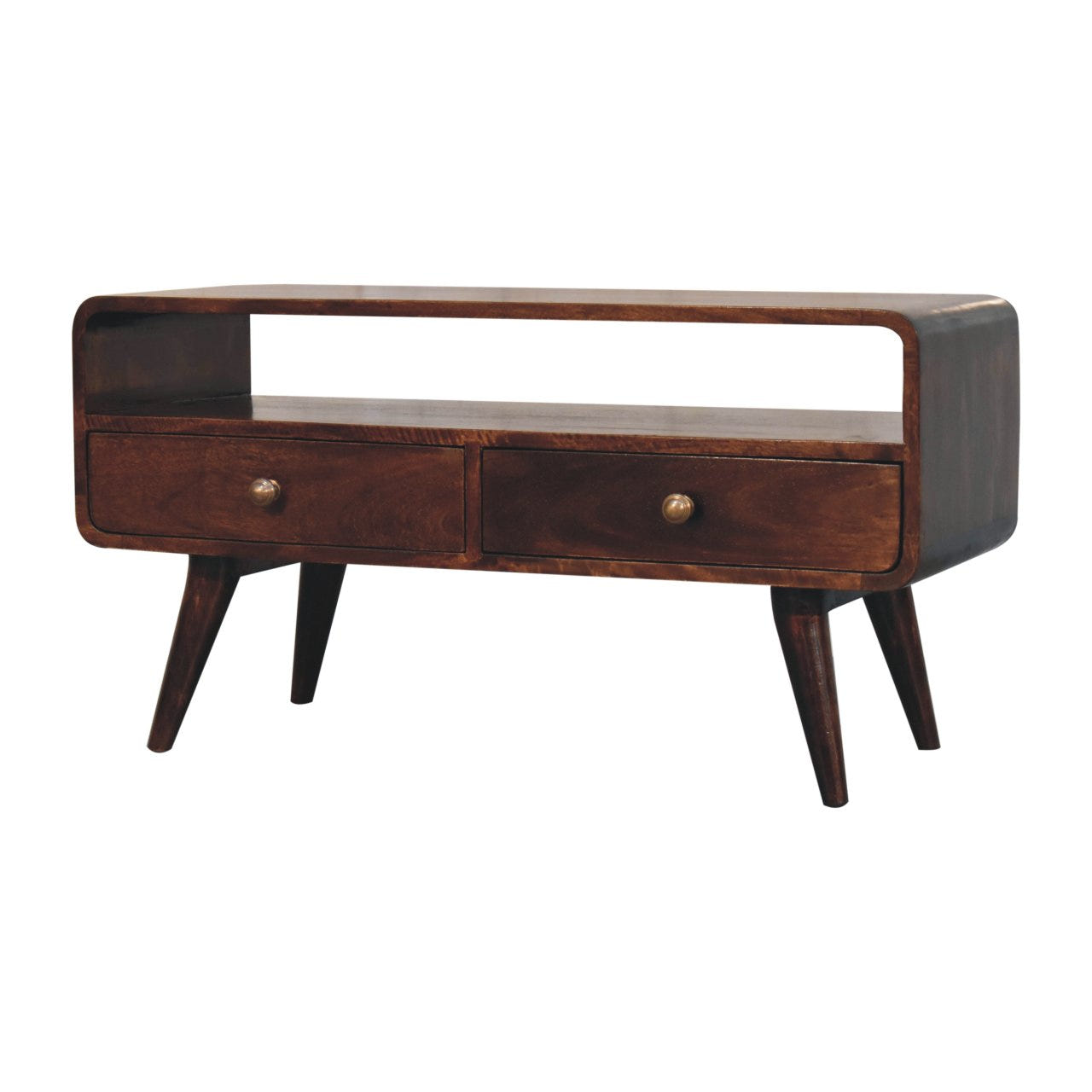 Curved California Walnut TV Media Unit