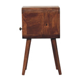 Mini Honey Caramel Curved Bedside with Open Slot Bedside Table
