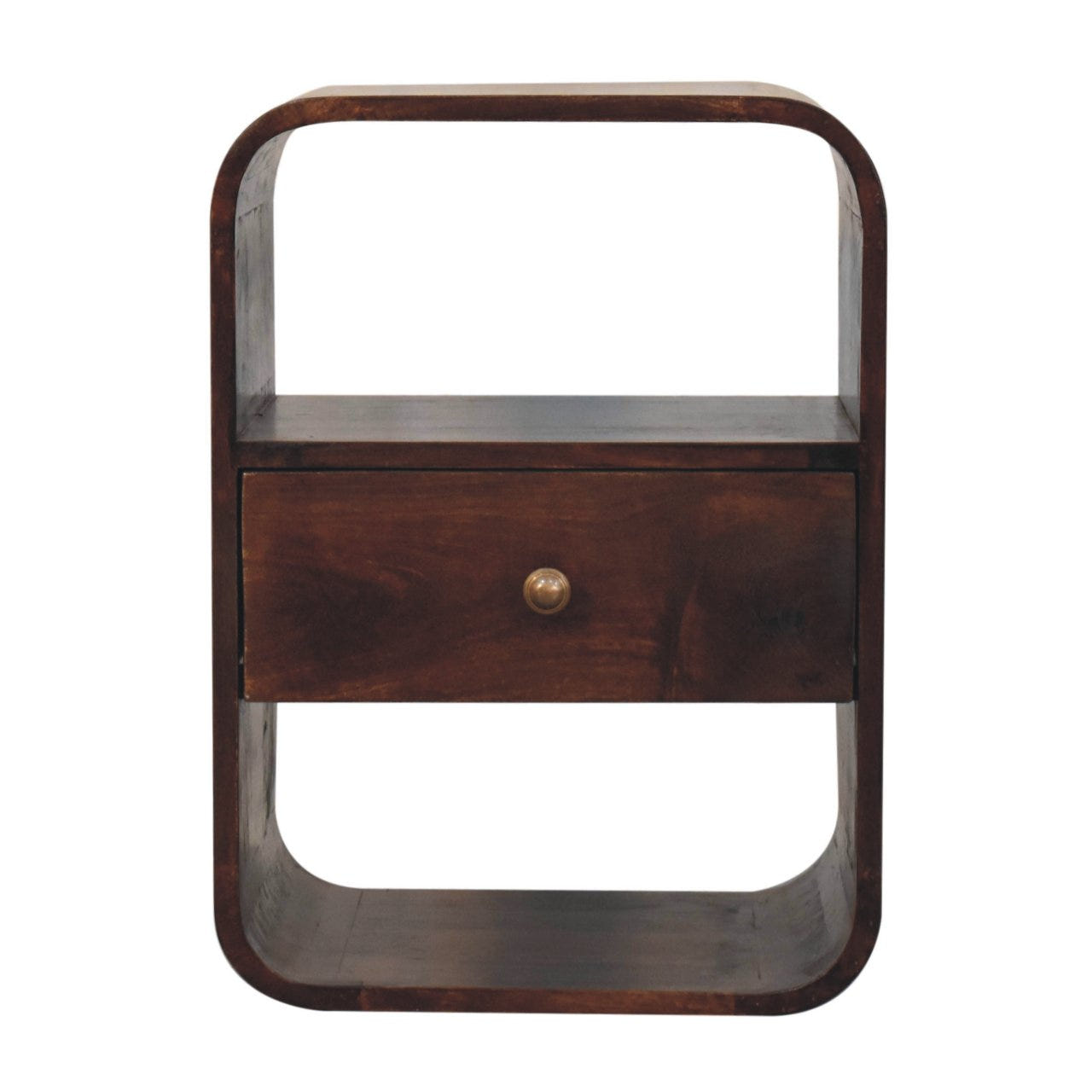 California Walnut Curved Edge Bedside Table