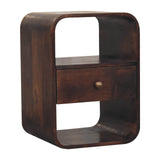 California Walnut Curved Edge Bedside Table