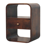 California Walnut Curved Edge Bedside Table