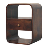 California Walnut Curved Edge Bedside Table