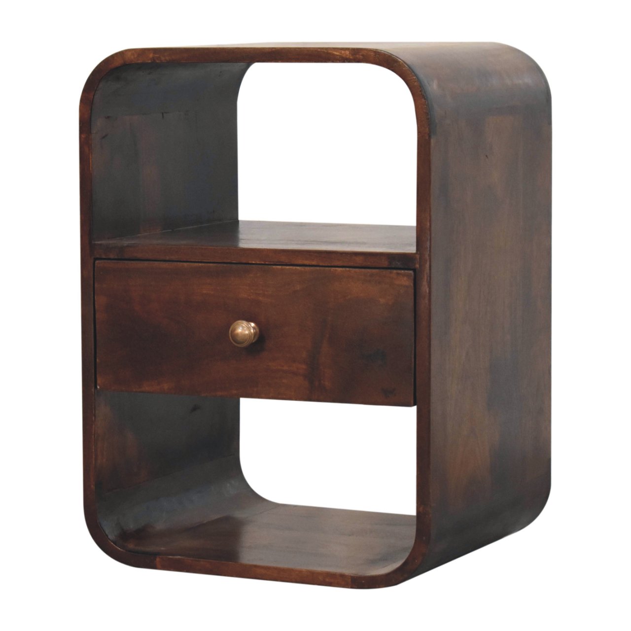 California Walnut Curved Edge Bedside Table