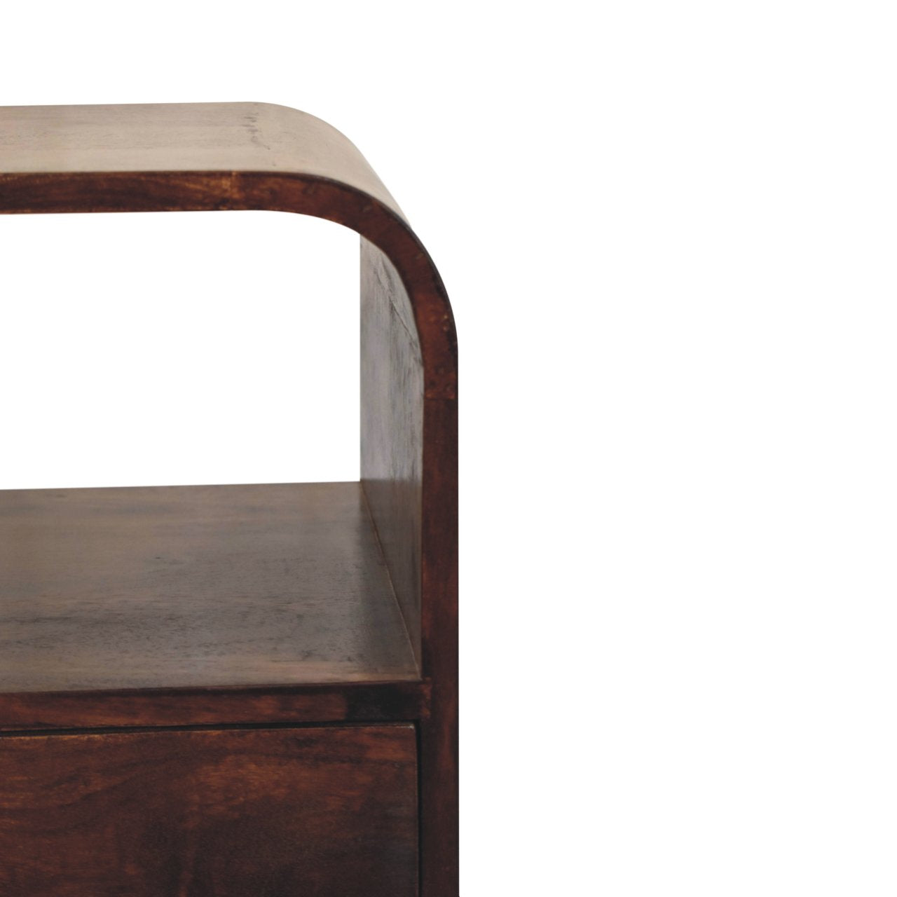 California Walnut Curved Edge Bedside Table