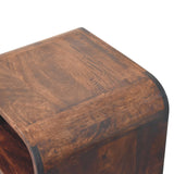California Walnut Curved Edge Bedside Table