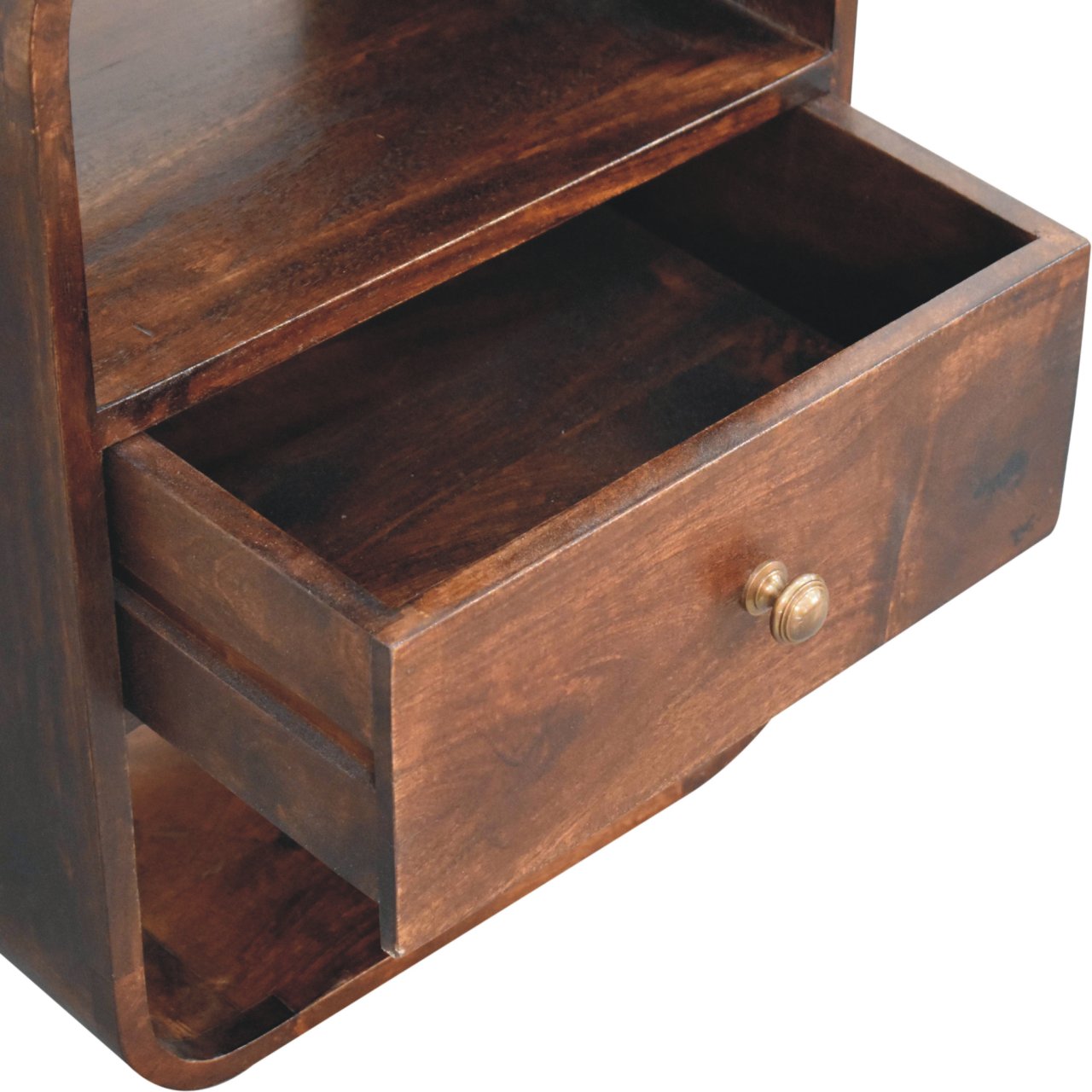 California Walnut Curved Edge Bedside Table