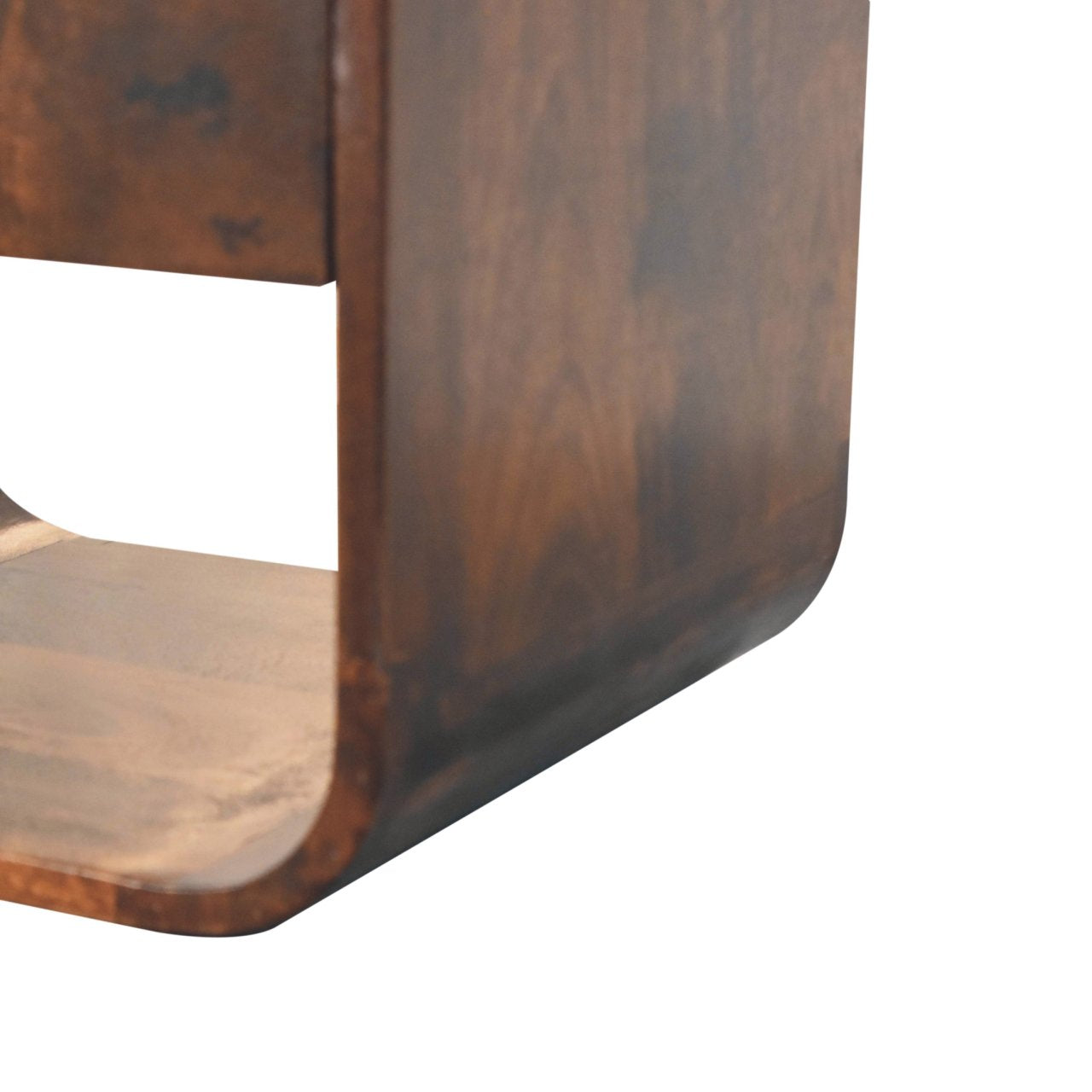 California Walnut Curved Edge Bedside Table