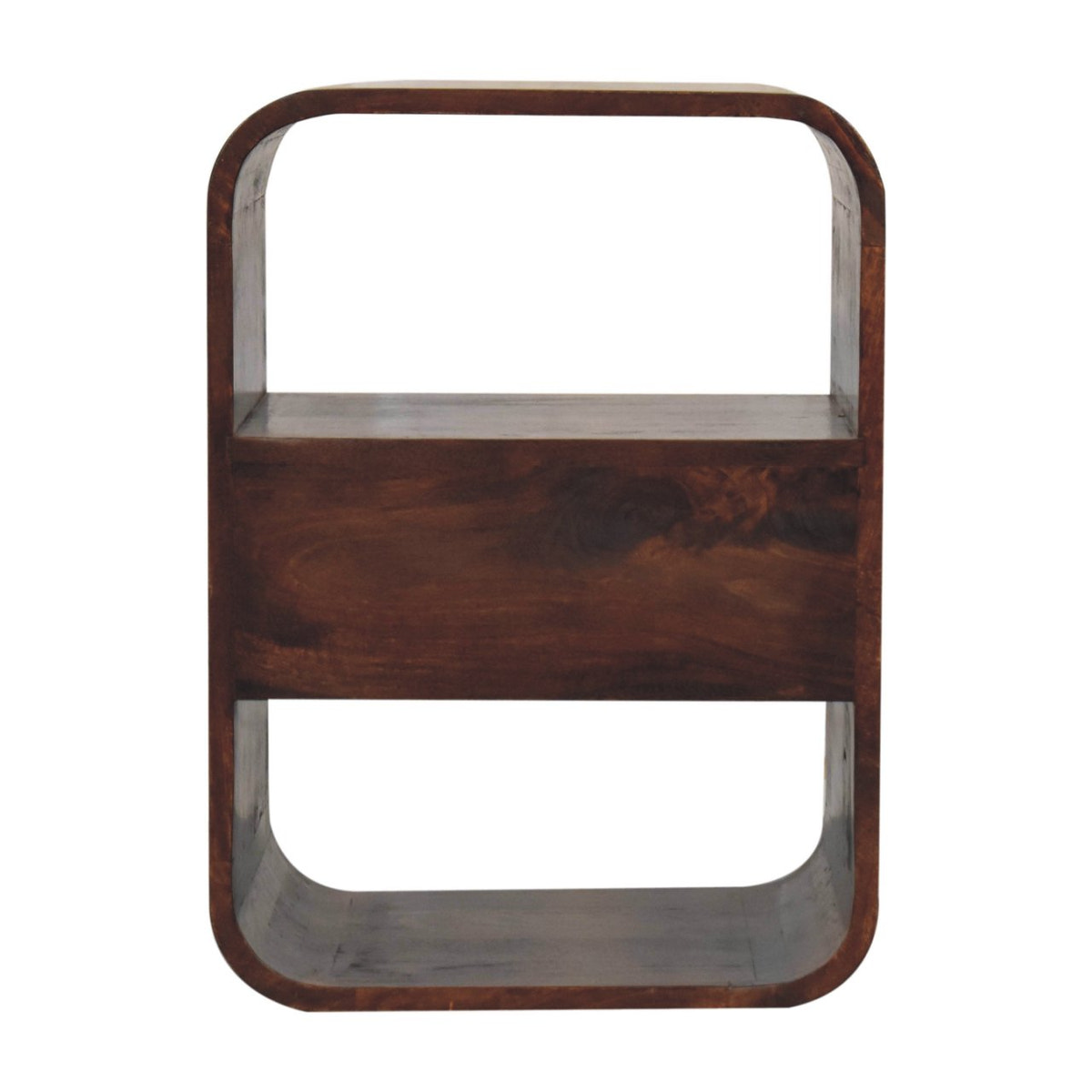 California Walnut Curved Edge Bedside Table