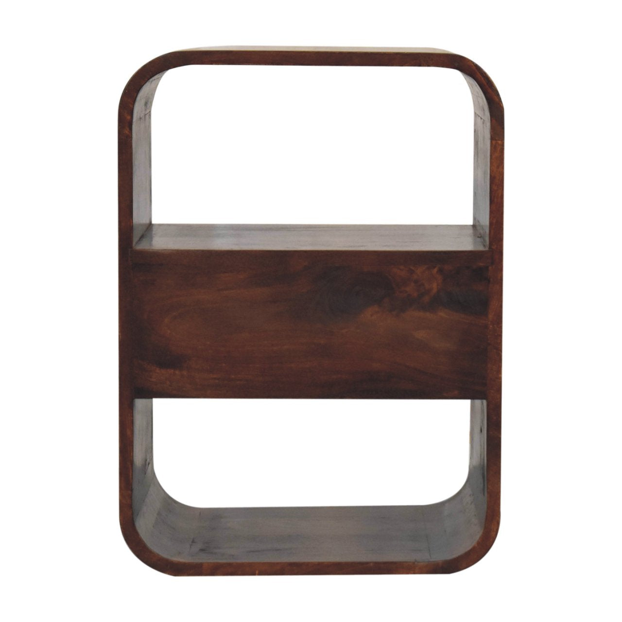 California Walnut Curved Edge Bedside Table