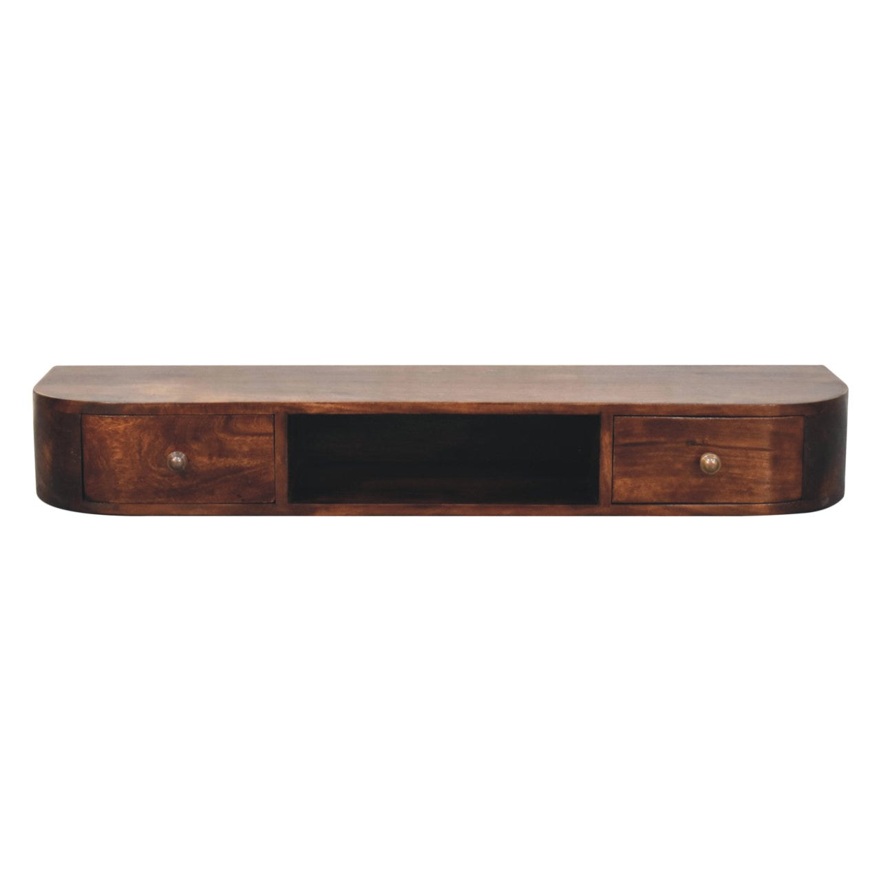 Lunar 2-Drawer Wall Mounted Chestnut Console Chest of Drawers | Wall-Mounted