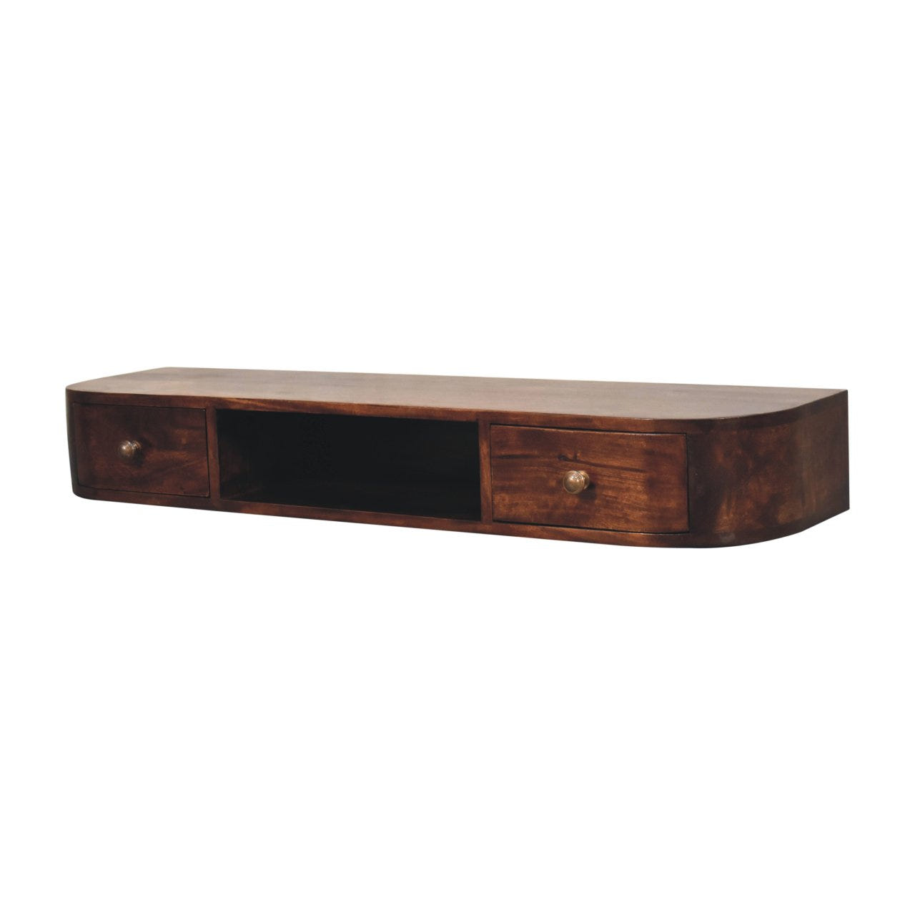 Lunar 2-Drawer Wall Mounted Chestnut Console Chest of Drawers | Wall-Mounted