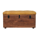 Buffalo Hide Honey Caramel Storage Trunk Storage Bench | Hidden Storage