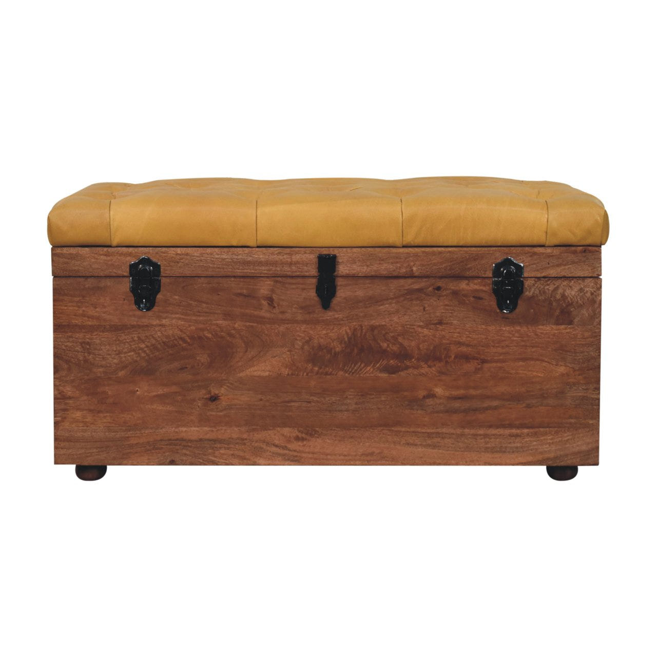 Buffalo Hide Honey Caramel Storage Trunk Storage Bench | Hidden Storage