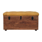 Buffalo Hide Honey Caramel Storage Trunk Storage Bench | Hidden Storage
