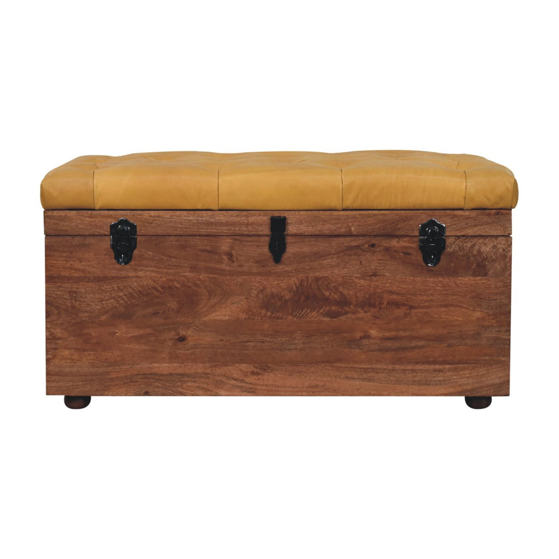 Buffalo Hide Honey Caramel Storage Trunk Storage Bench | Hidden Storage