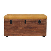 Buffalo Hide Honey Caramel Storage Trunk Storage Bench | Hidden Storage