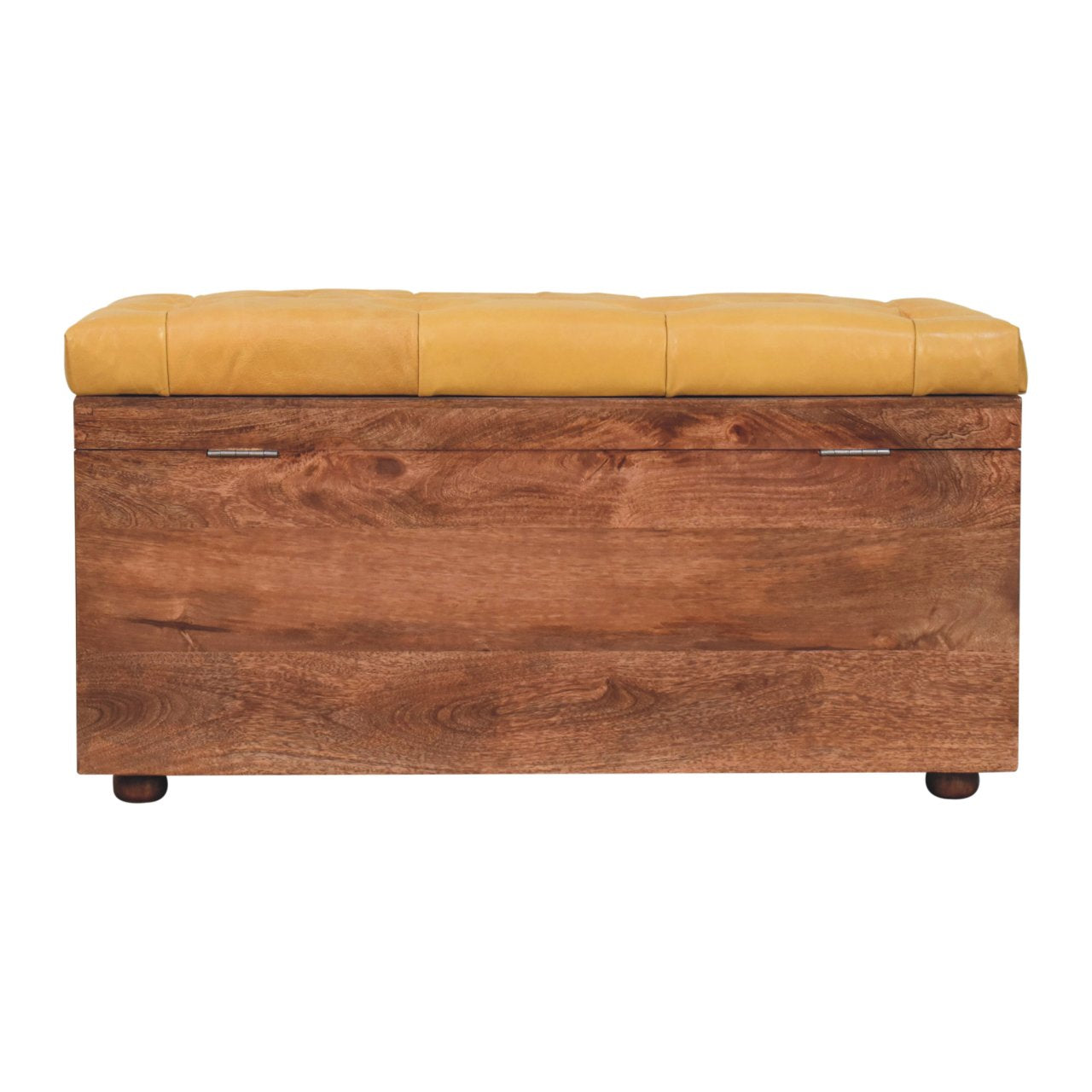 Buffalo Hide Honey Caramel Storage Trunk Storage Bench | Hidden Storage