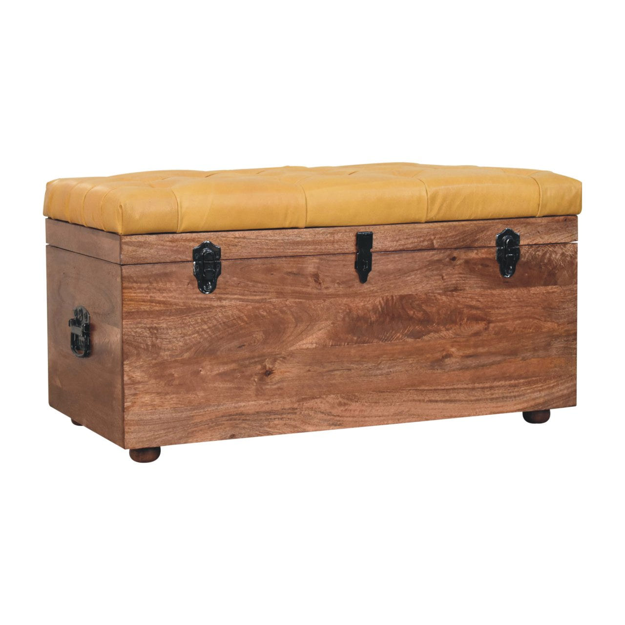 Buffalo Hide Honey Caramel Storage Trunk Storage Bench | Hidden Storage