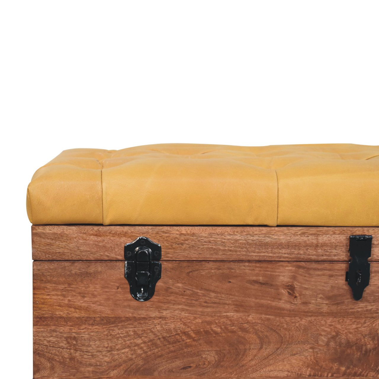 Buffalo Hide Honey Caramel Storage Trunk Storage Bench | Hidden Storage