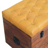Buffalo Hide Honey Caramel Storage Trunk Storage Bench | Hidden Storage