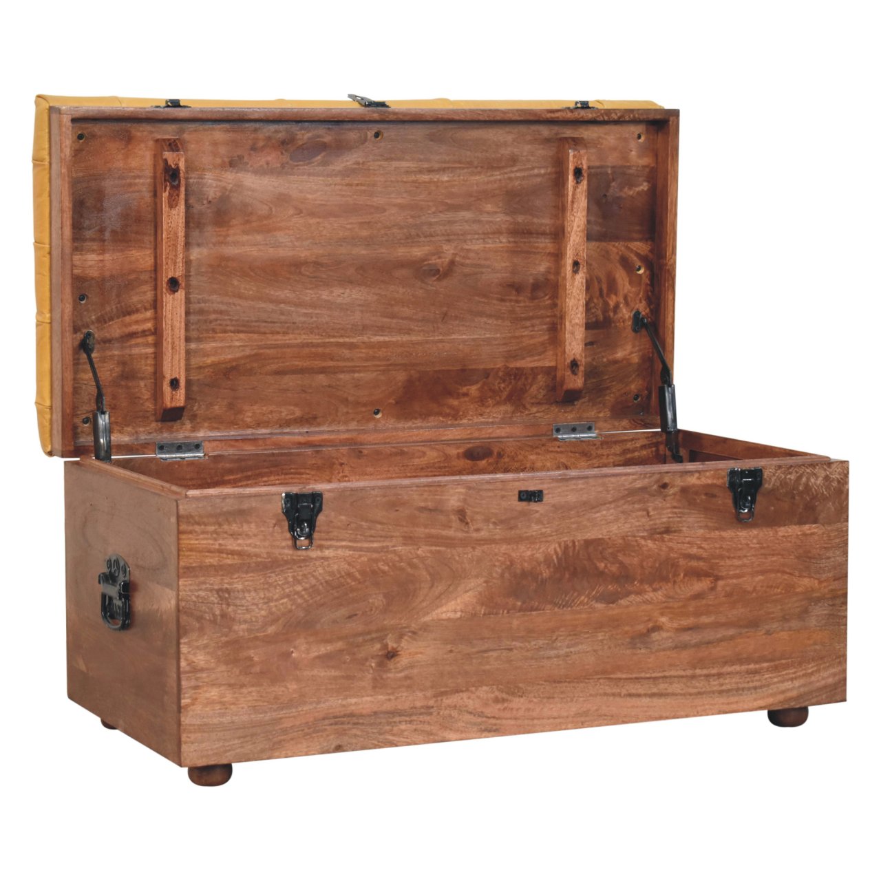 Buffalo Hide Honey Caramel Storage Trunk Storage Bench | Hidden Storage