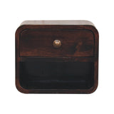 Mini Curved California Walnut Wall Mounted Bedside with Open Slot | Mango Wood