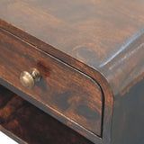 Mini Curved California Walnut Wall Mounted Bedside with Open Slot | Mango Wood