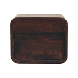 Mini Curved California Walnut Wall Mounted Bedside with Open Slot | Mango Wood