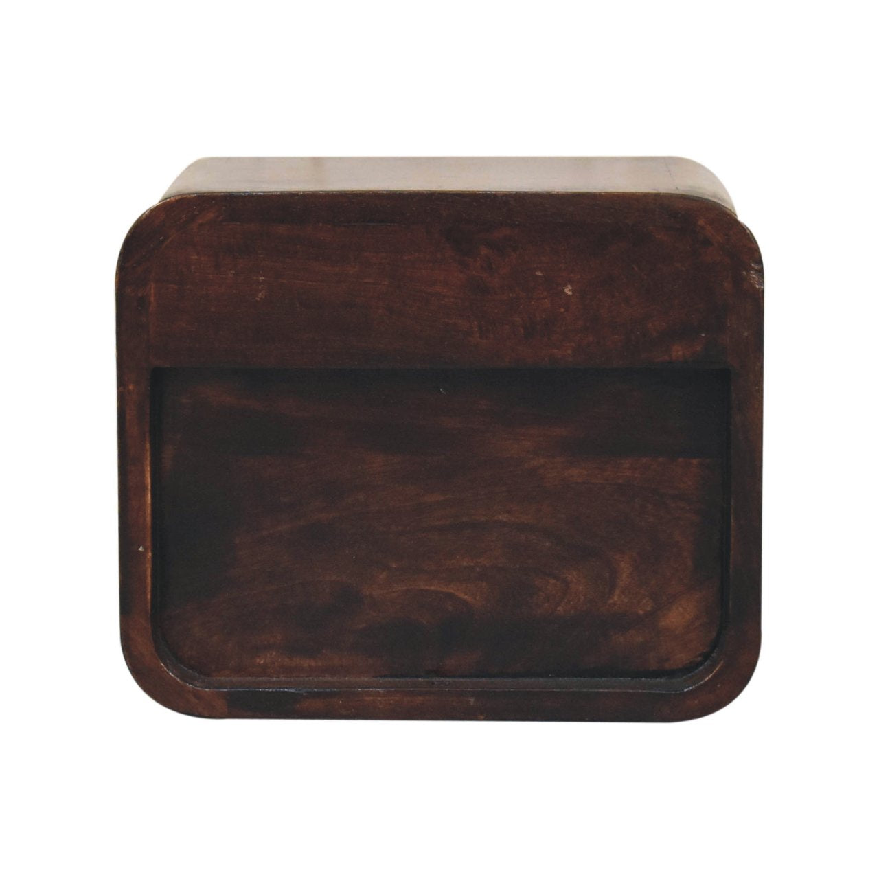 Mini Curved California Walnut Wall Mounted Bedside with Open Slot | Mango Wood