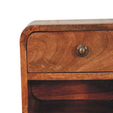 Mini Honey Caramel Wall Mounted Bedside with Open Slot Bedside | Mango Wood