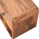Mini Honey Caramel Wall Mounted Bedside with Open Slot Bedside | Mango Wood