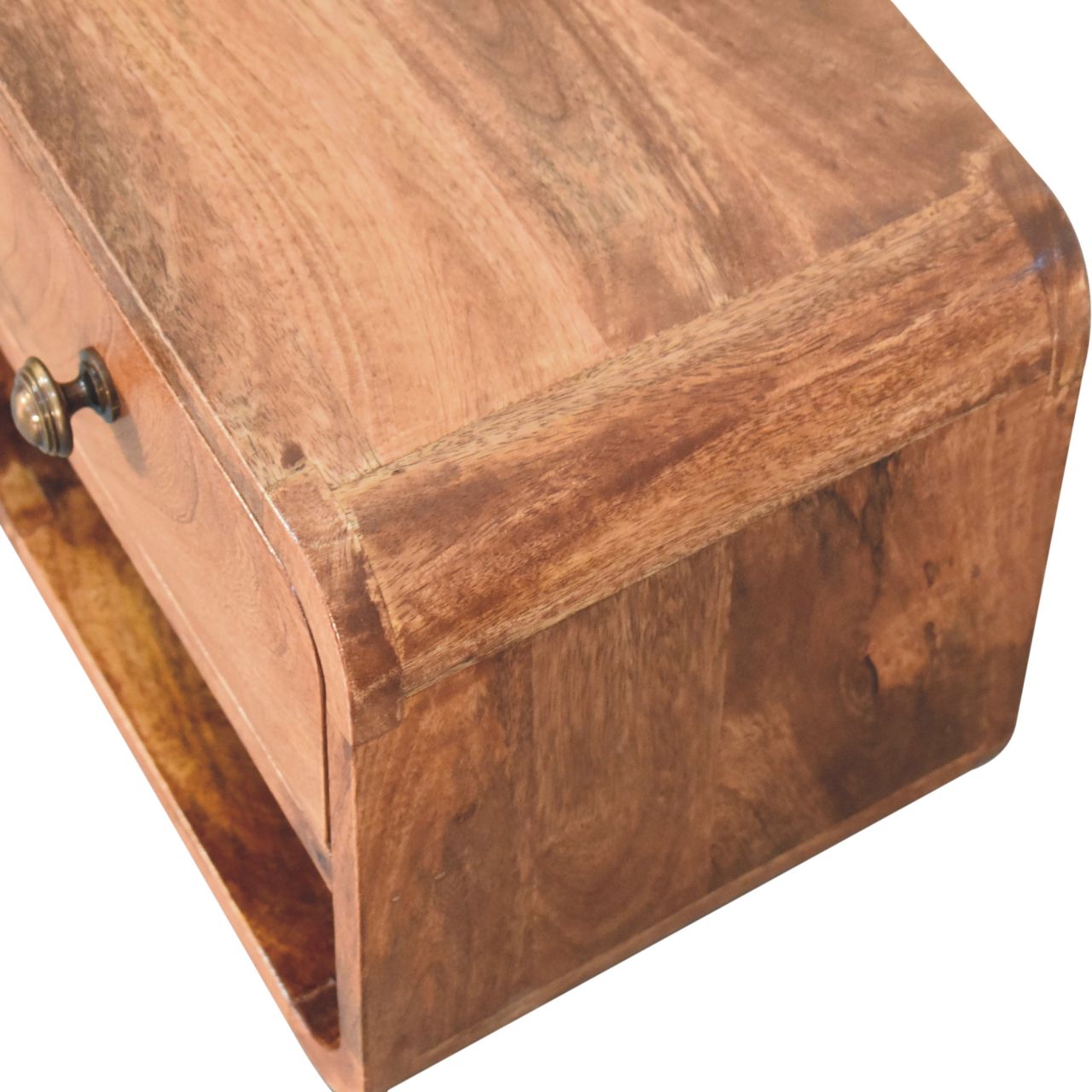 Mini Honey Caramel Wall Mounted Bedside with Open Slot Bedside | Mango Wood