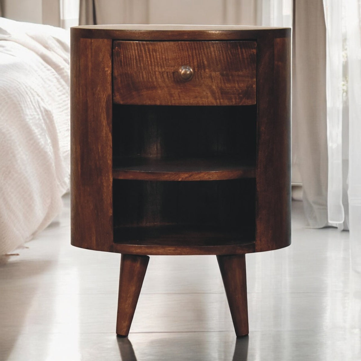 Cortez California Walnut Bedside Table