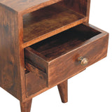 Mini Classic California Walnut Bedside Table | Brass Solid Mango Wood