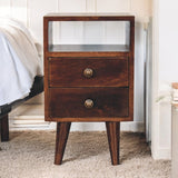 Mini Classic California Walnut Bedside Table | Brass Solid Mango Wood