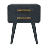 Midnight Teal Bedside Table | Brass Solid Mango Wood Default Title
