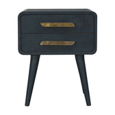 Midnight Teal Bedside Table | Brass Solid Mango Wood Default Title