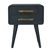 Midnight Teal Bedside Table | Brass Solid Mango Wood Default Title