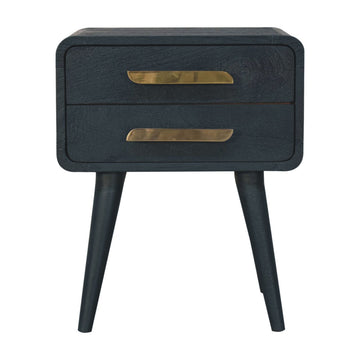 Midnight Teal Bedside Table | Brass Solid Mango Wood Default Title