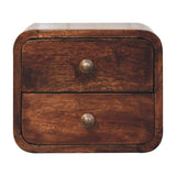 Mini Curved California Walnut Wall Mounted Bedside Table | Wall-Mounted