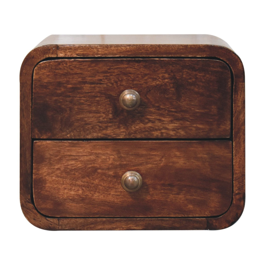 Mini Curved California Walnut Wall Mounted Bedside Table | Wall-Mounted