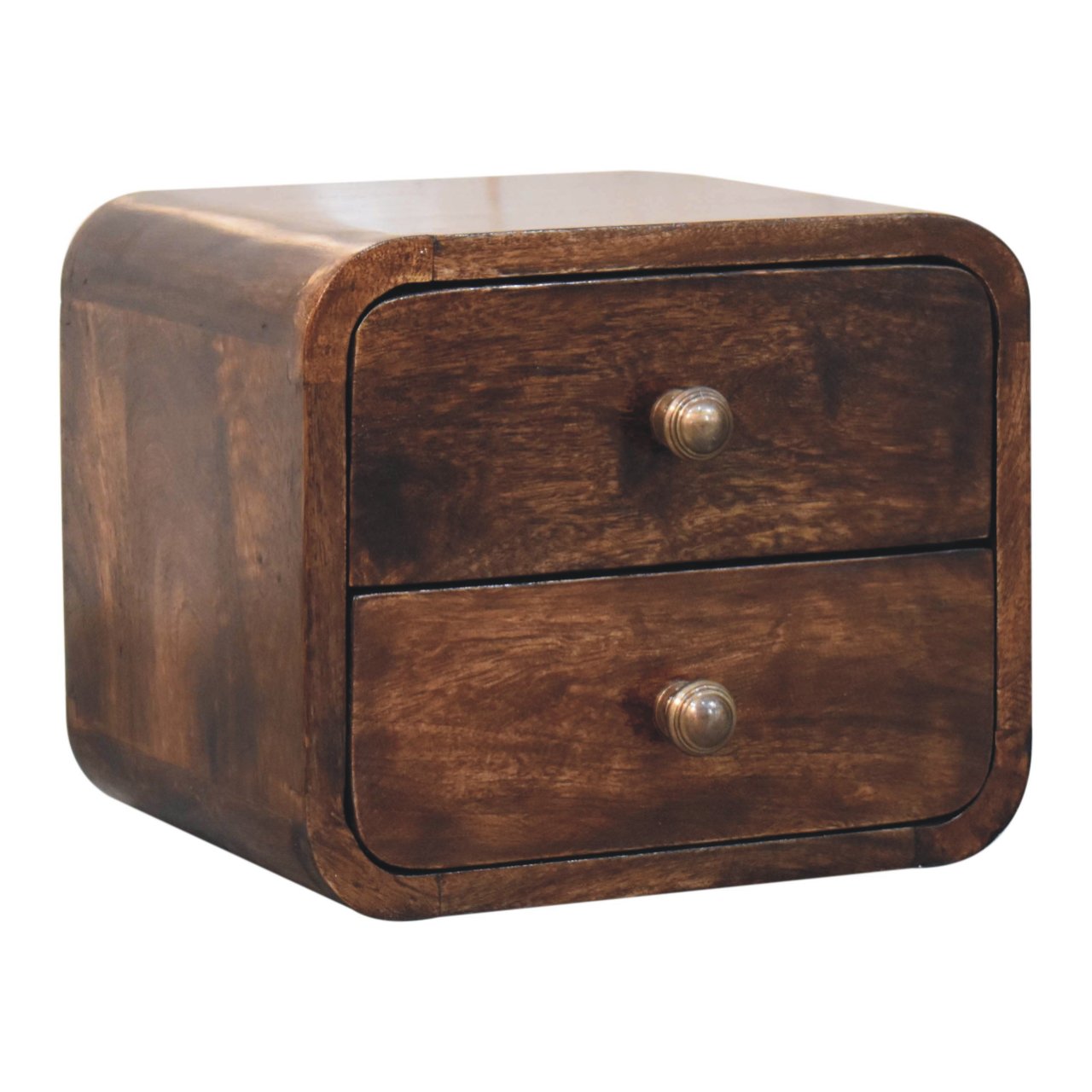 Mini Curved California Walnut Wall Mounted Bedside Table | Wall-Mounted