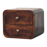 Mini Curved California Walnut Wall Mounted Bedside Table | Wall-Mounted
