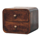 Mini Curved California Walnut Wall Mounted Bedside Table | Wall-Mounted