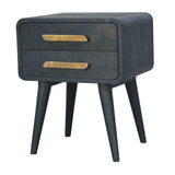 Midnight Teal Bedside Table | Brass Solid Mango Wood