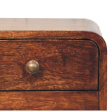 Mini Curved California Walnut Wall Mounted Bedside Table | Wall-Mounted