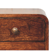 Mini Curved California Walnut Wall Mounted Bedside Table | Wall-Mounted