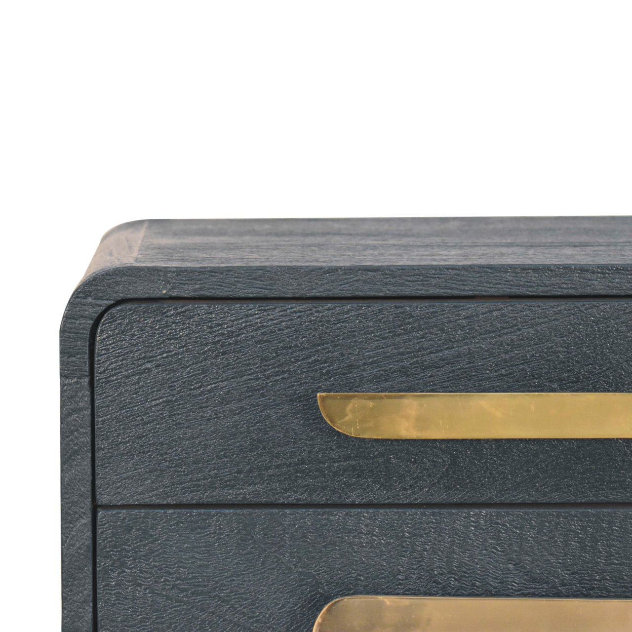 Midnight Teal Bedside Table | Brass Solid Mango Wood