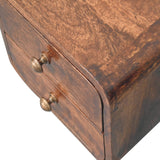 Mini Curved California Walnut Wall Mounted Bedside Table | Wall-Mounted