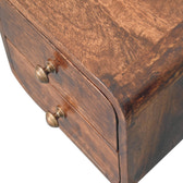 Mini Curved California Walnut Wall Mounted Bedside Table | Wall-Mounted